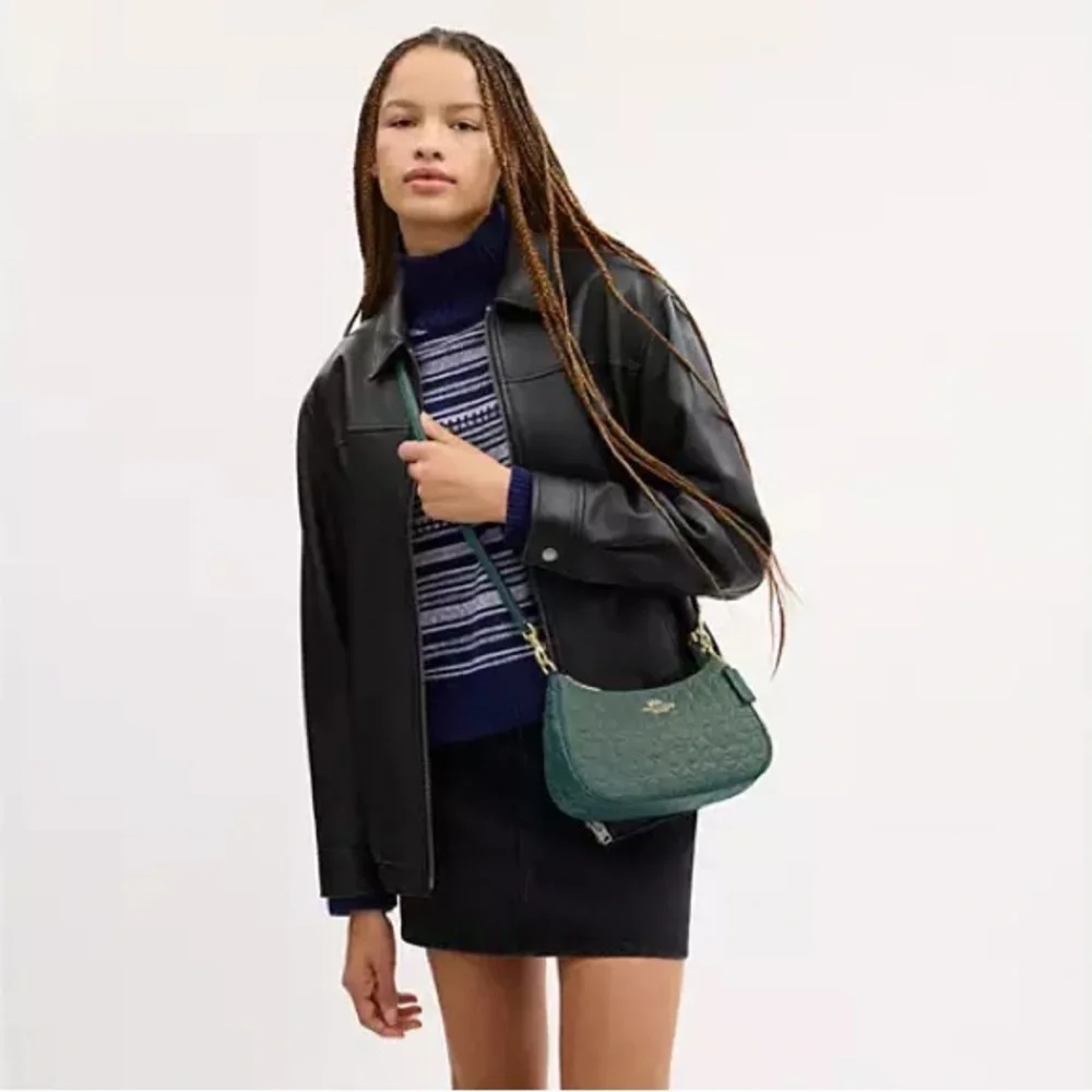 Coach NWT Teri Shoulder Bag - factory packaged Sage Turquoise Signature Leather - Picture 3 of 6